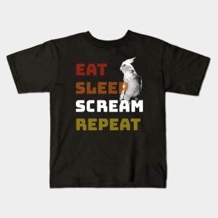 Eat Sleep Scream Repeat Cockatiel Kids T-Shirt